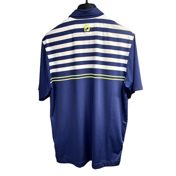 FootJoy Men's Large Blue Striped Short Sleeve Golf Polo - Picture 2 of 3